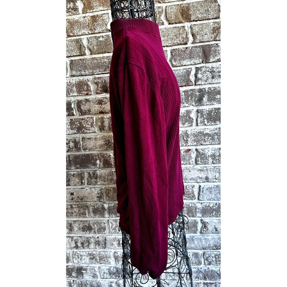 Vintage Samantha Edwards Sweater XL Burgundy Wine Back Zip Silk Cotton P… - Picture 9 of 11